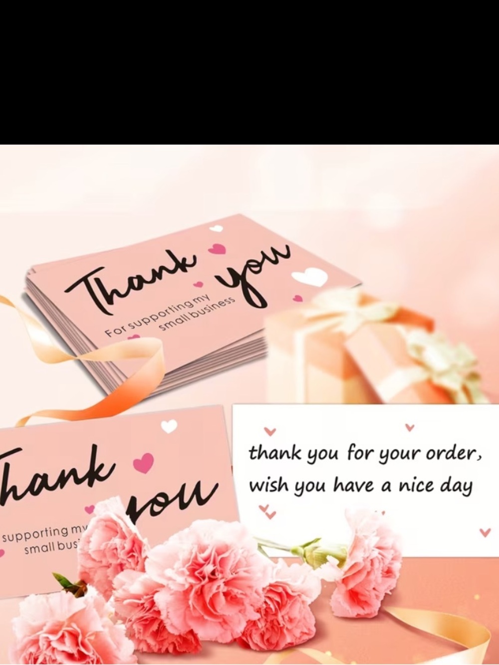 Pink Thank You Cards for Orders - Pack of 2